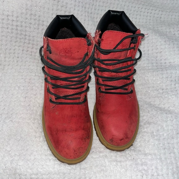 TIMBERLAND Red Boots sz Youth 4 - Picture 4 of 10